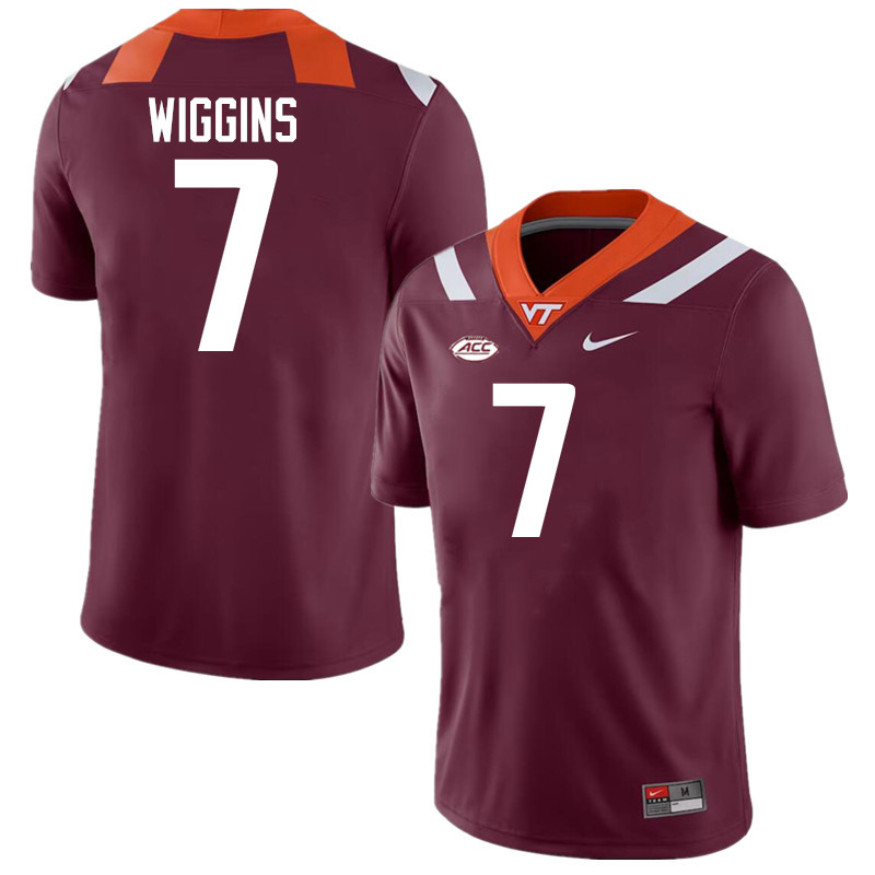 Men #7 Chanz Wiggins Virginia Tech Hokies College Football Jerseys Stitched-Maroon